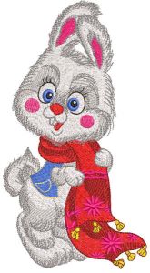 Bunny in a warm scarf embroidery design