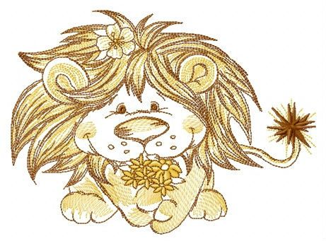Lion's bouquet for you embroidery design
