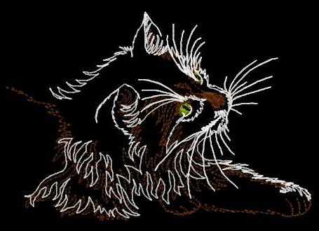 Curious cat machine embroidery design