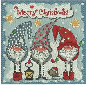 Christmas gnomes embroidery design