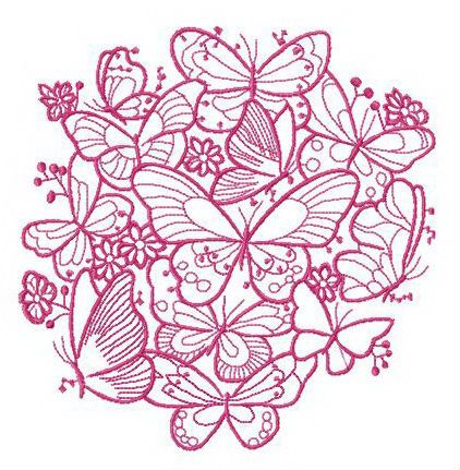 Flock of butterflies machine embroidery design