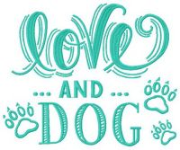 Love and dog embroidery design