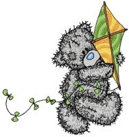 Teddy Bear with kite embroidery design