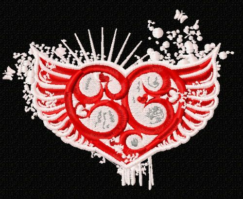 Winged heart 4 machine embroidery design