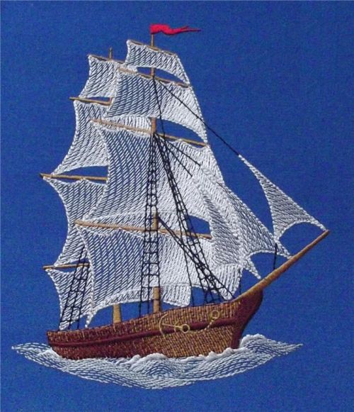 Sea ship free machine embroidery design