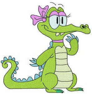 Lady crocodile embroidery design