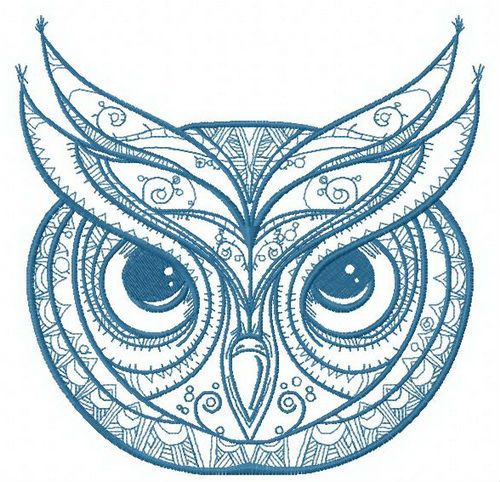 Serious owl 2 machine embroidery design