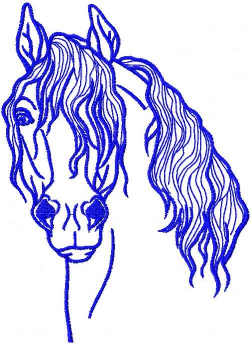 Blue horse free embroidery design 2