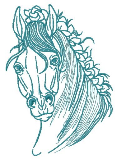 Horse with a knitted mane 2 machine embroidery design