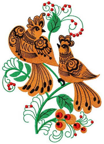 Firebird family machine embroidery design