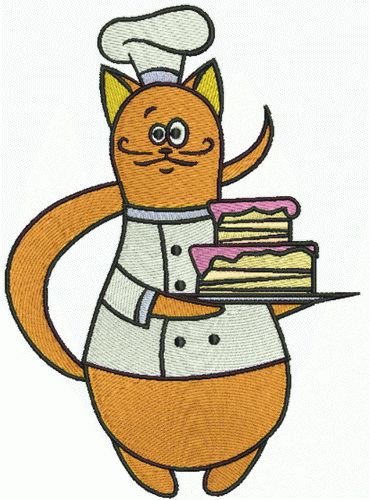 Cat chef machine embroidery design