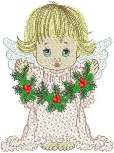 Angel with Christmas decorations embroidery design