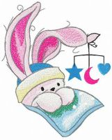Rabbit with mobile toy embroidery design