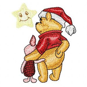 Christmas Winnie the Pooh and Piglet machine embroidery design