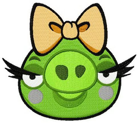 Angry Birds pig machine embroidery design