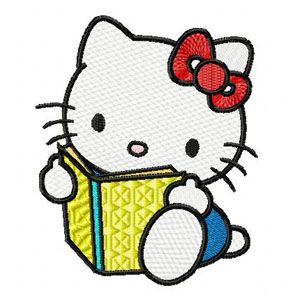 Hello Kitty Reading Book machine embroidery design
