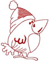 Desenho de bordado grátis de pássaro de Natal engraçado