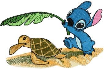 Stitch and Turtle machine embroidery design
