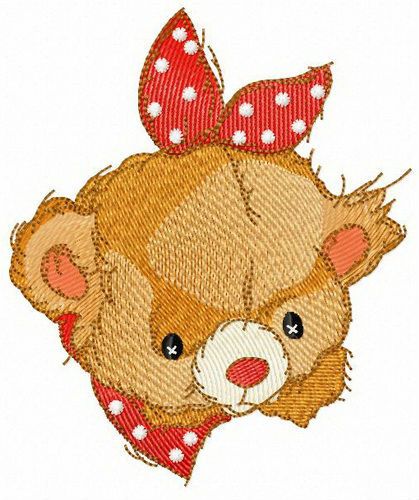 Teddy bear in polka dot bib machine embroidery design