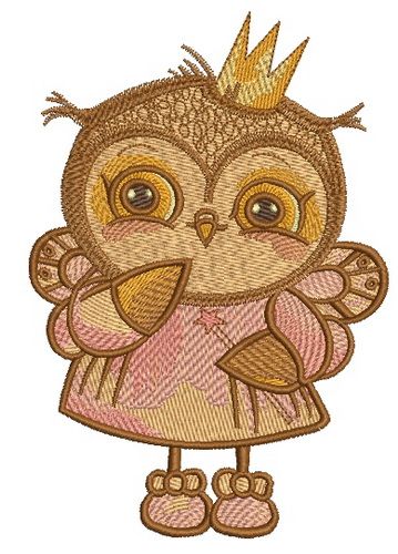 Owl princess machine embroidery design