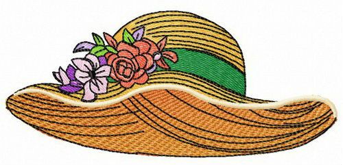 Straw hat machine embroidery design
