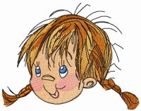 Mischievous girl embroidery design