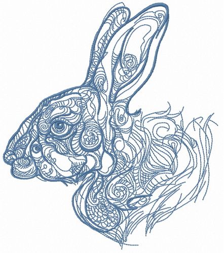 Fancy bunny sketch machine embroidery design