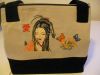 Tote bag with Geisha machine embroidery design