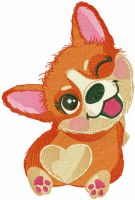 Poke corgi embroidery design