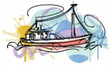 Fishing boat embroidery design