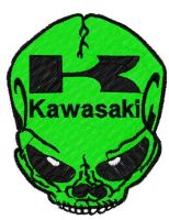 Kawasaki skull logo embroidery design