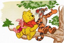 Winnie Pooh and Tigger talking embroidery design