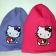Hello Kitty with heart  design on embroidered knitted hat