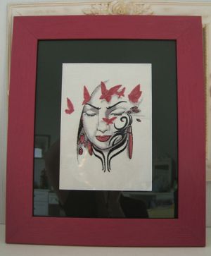 Framed tribal lady embroidery design