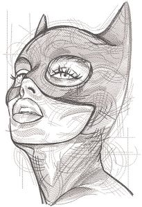 Catwoman art sketch embroidery design