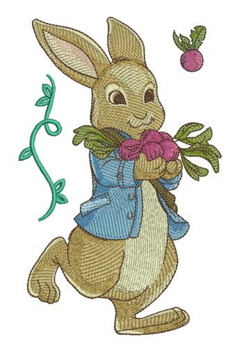 Bunny with radish machine embroidery design