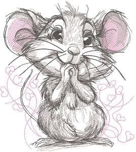 Enthusiastic mouse embroidery design