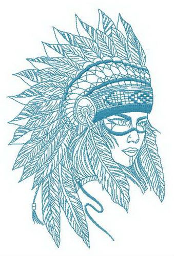 Tribal woman machine embroidery design
