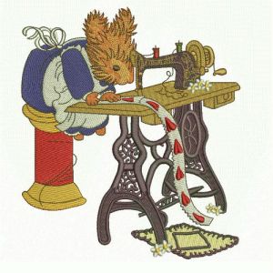 Squirrel sewing 2 embroidery design