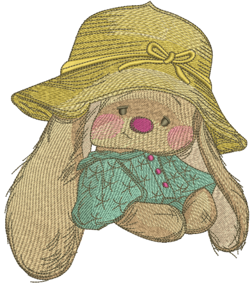 Sad girl Bunny Mi machine embroidery design  
