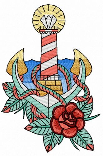 Striped lighthouse 2 machine embroidery design
