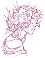 Rose wreath one color embroidery design