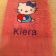 Embroidered Hello Kitty with Heart design on towel