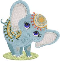 Circus elephant embroidery design