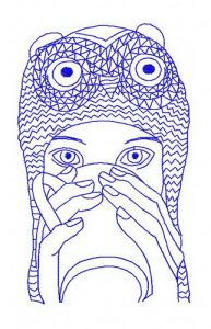 Girl in owl hat 3 embroidery design