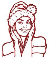Girl in Santa hat 2 embroidery design