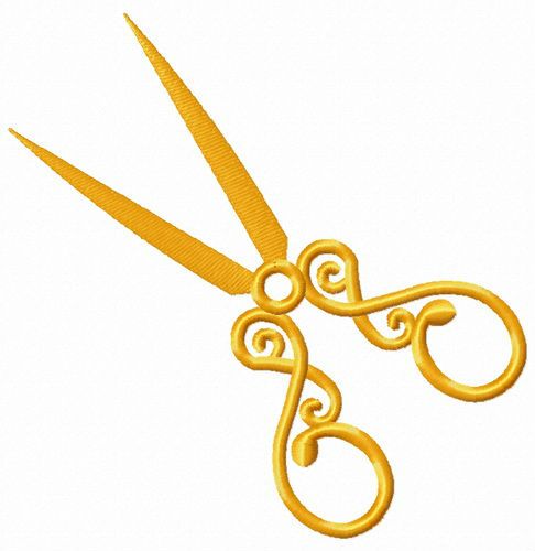Golden stylish scissors machine embroidery design