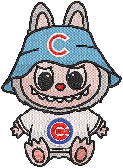 Labubu chicago cubs logo embroidery design