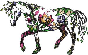 Floral horse embroidery design