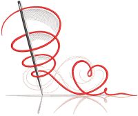 Needle heart needlework embroidery design
